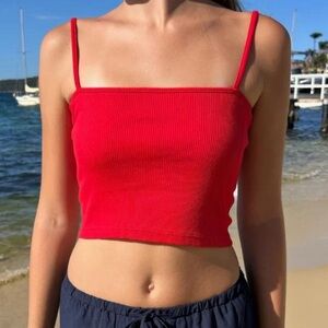 Brandy Melville Red Ribbed Women's Crop Top